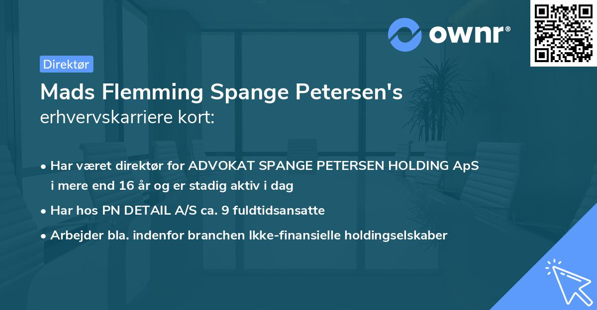 Mads Flemming Spange Petersen's erhvervskarriere kort