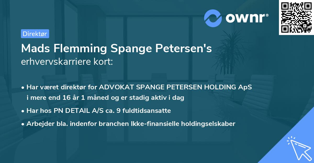 Mads Flemming Spange Petersen's erhvervskarriere kort