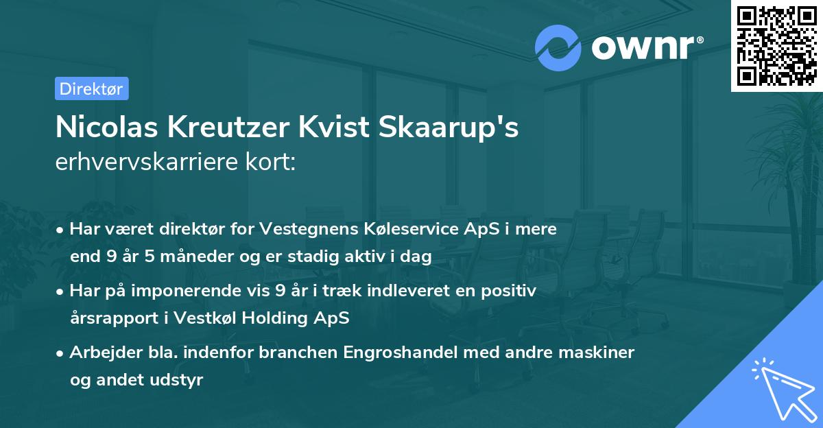 Nicolas Kreutzer Kvist Skaarup's erhvervskarriere kort