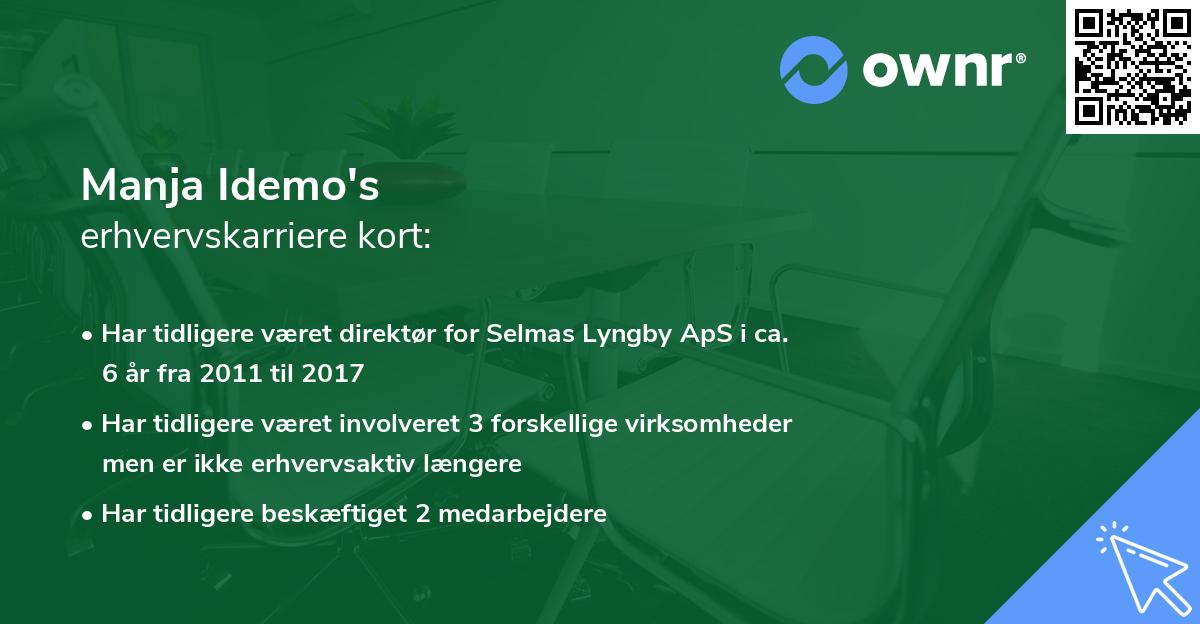 Manja Idemo's erhvervskarriere kort