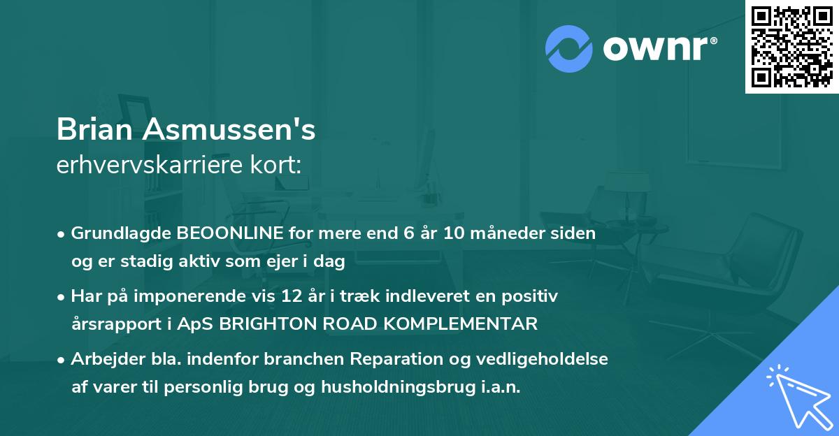 Brian Asmussen's erhvervskarriere kort