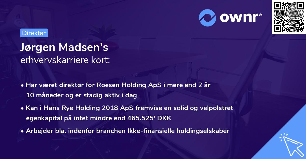 Jørgen Madsen's erhvervskarriere kort
