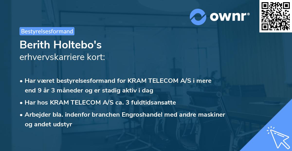 Berith Holtebo's erhvervskarriere kort