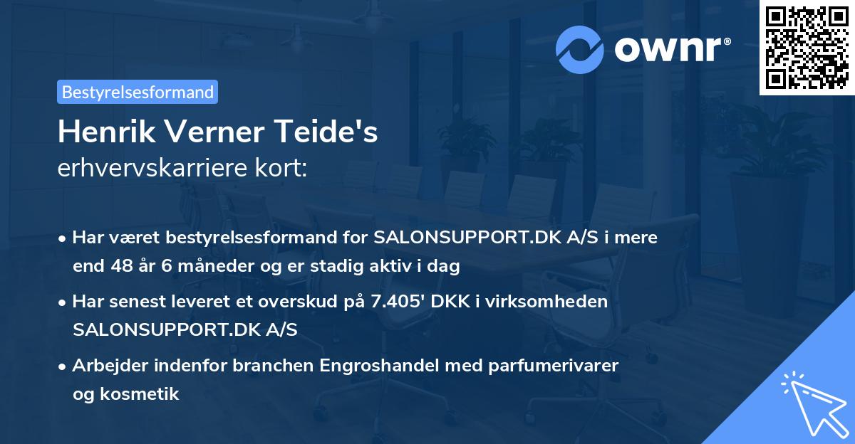 Henrik Verner Teide's erhvervskarriere kort