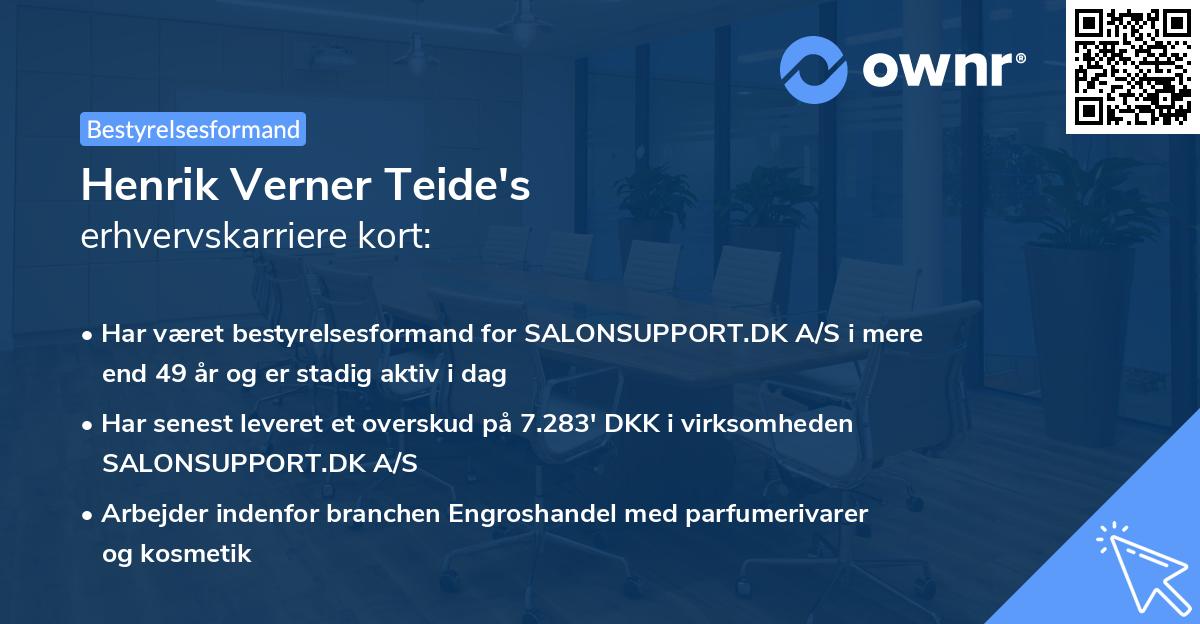 Henrik Verner Teide's erhvervskarriere kort