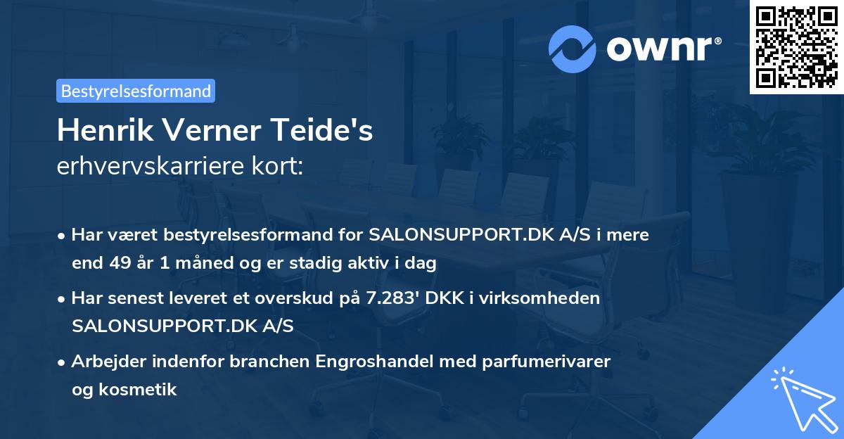 Henrik Verner Teide's erhvervskarriere kort