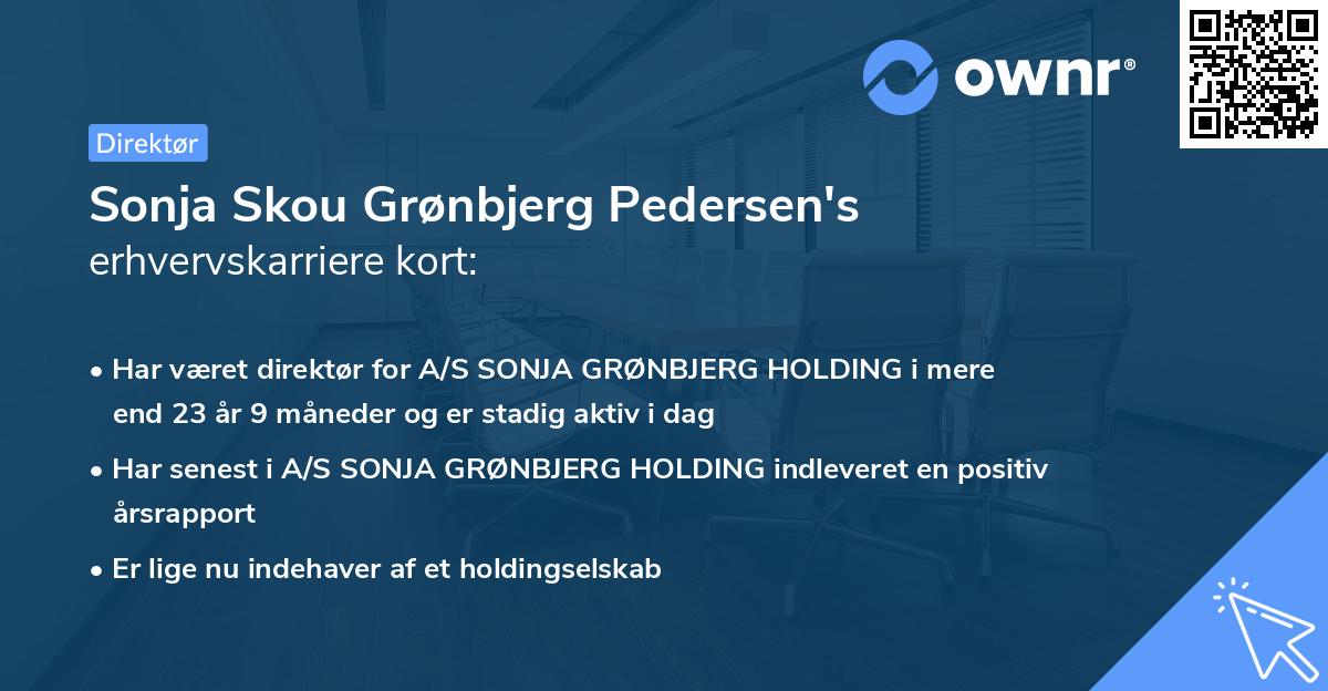 Sonja Skou Grønbjerg Pedersen's erhvervskarriere kort