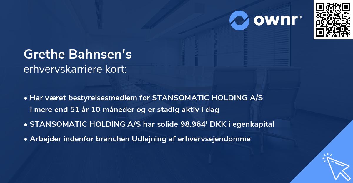 Grethe Bahnsen's erhvervskarriere kort