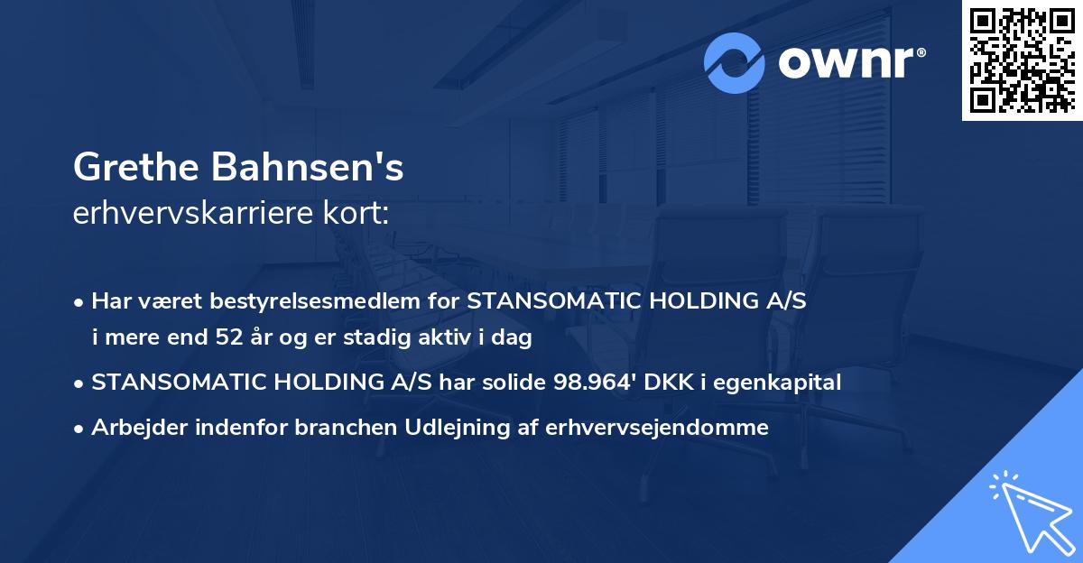 Grethe Bahnsen's erhvervskarriere kort