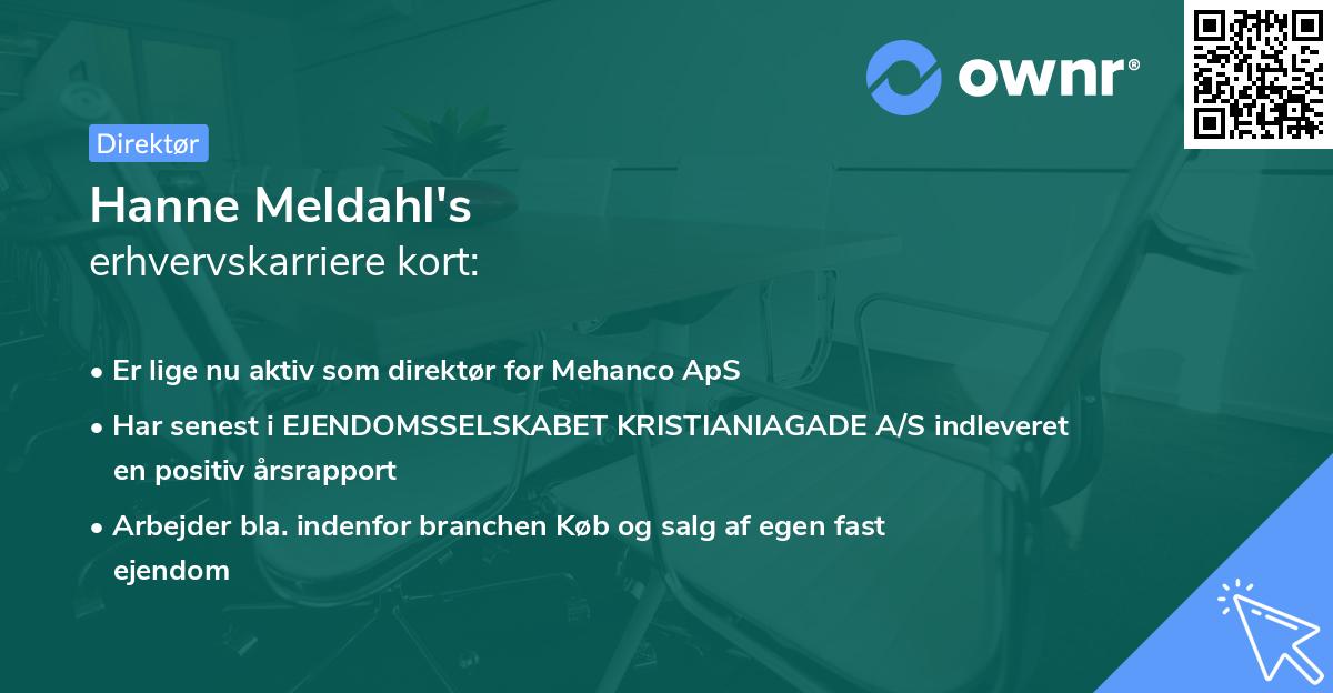 Hanne Meldahl's erhvervskarriere kort