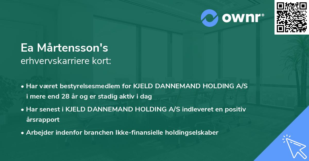 Ea Mårtensson's erhvervskarriere kort