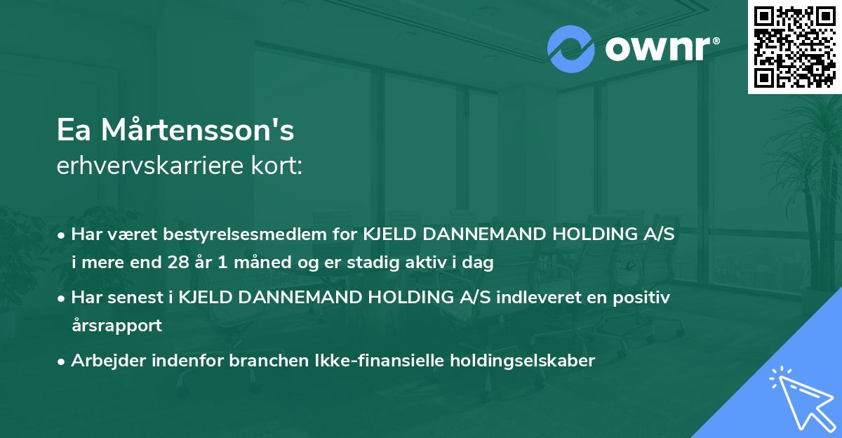 Ea Mårtensson's erhvervskarriere kort