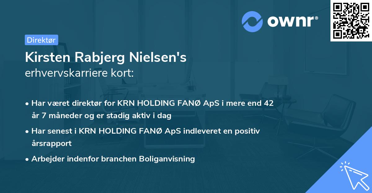 Kirsten Rabjerg Nielsen's erhvervskarriere kort