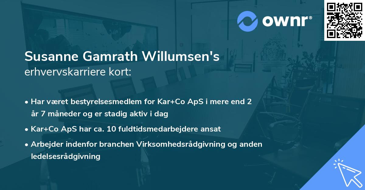 Susanne Gamrath Willumsen's erhvervskarriere kort