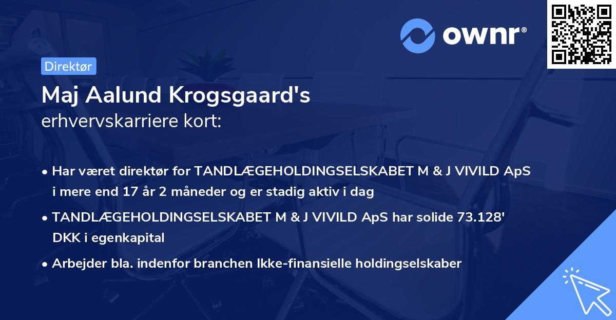Maj Aalund Krogsgaard's erhvervskarriere kort