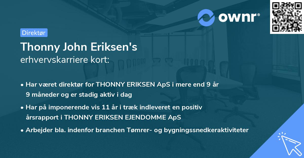 Thonny John Eriksen's erhvervskarriere kort