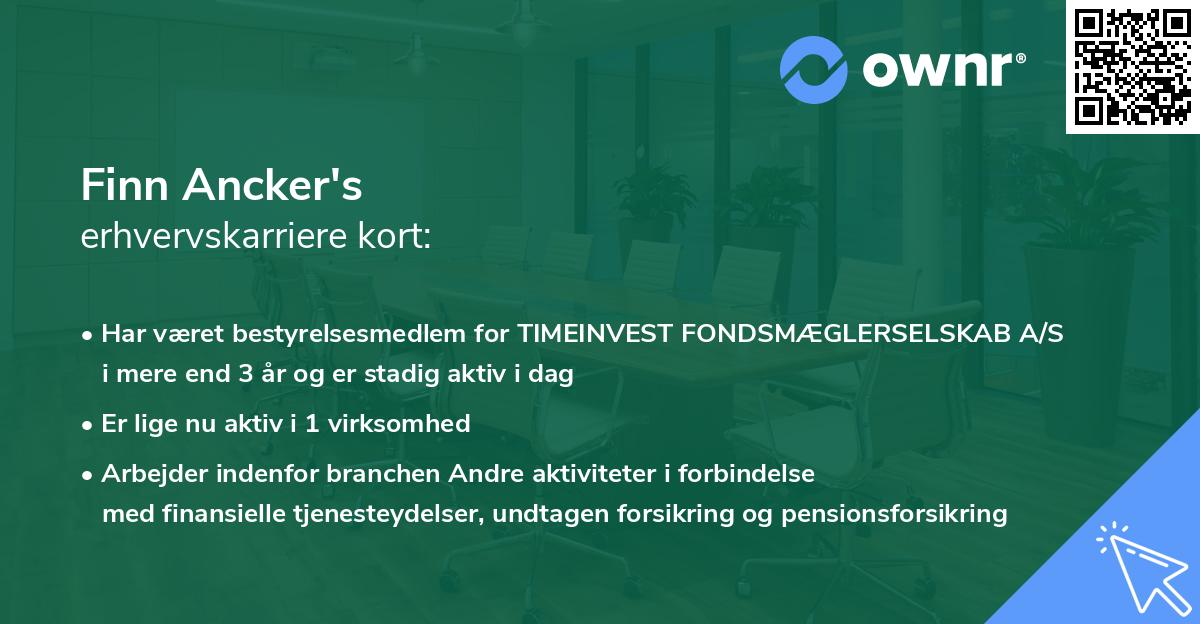 Finn Ancker's erhvervskarriere kort