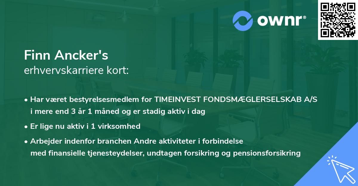 Finn Ancker's erhvervskarriere kort