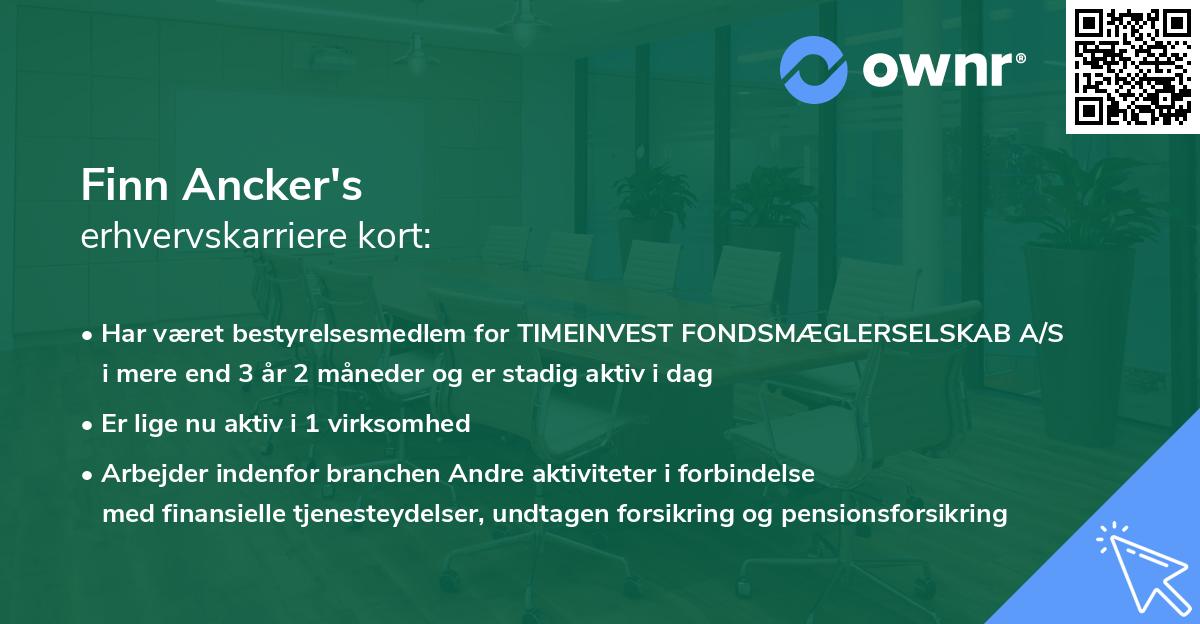 Finn Ancker's erhvervskarriere kort