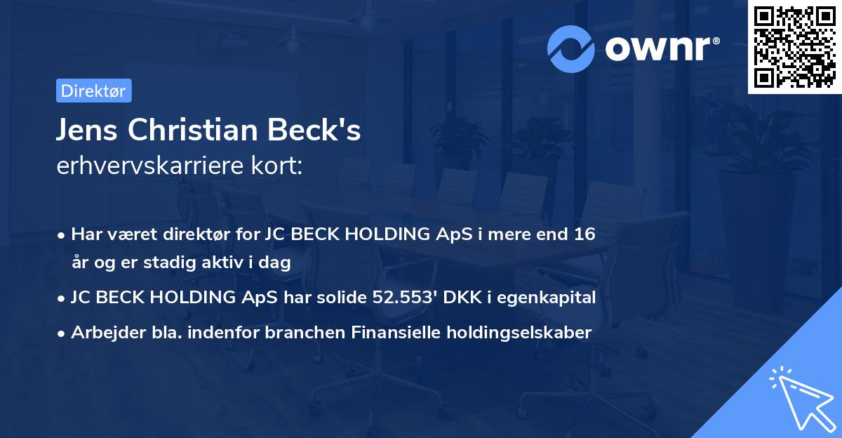 Jens Christian Beck's erhvervskarriere kort