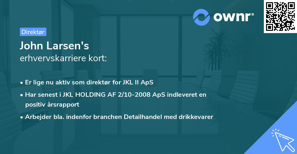 John Larsen's erhvervskarriere kort