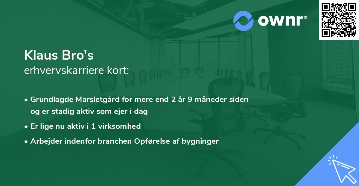 Klaus Bro's erhvervskarriere kort