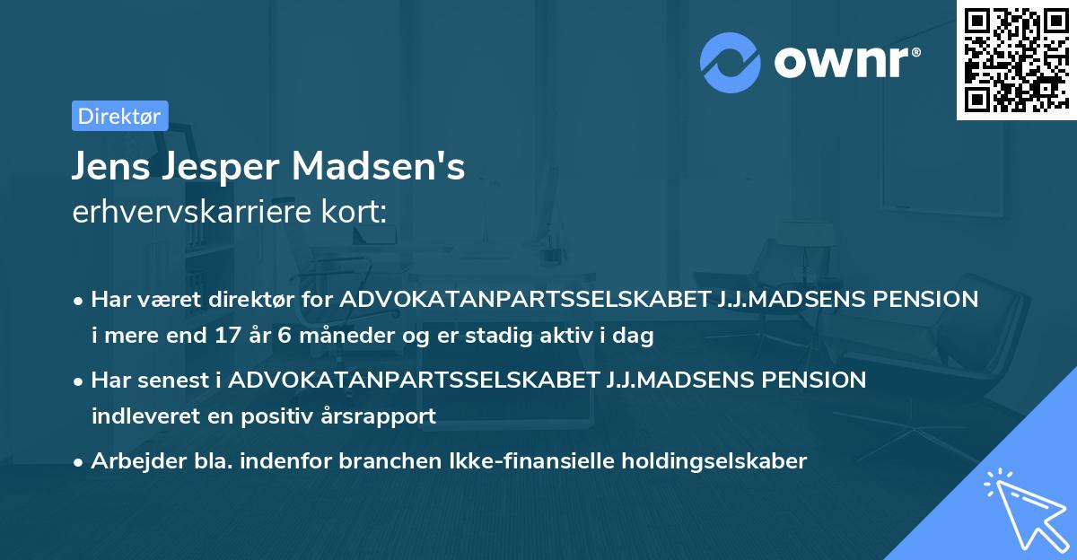 Jens Jesper Madsen's erhvervskarriere kort