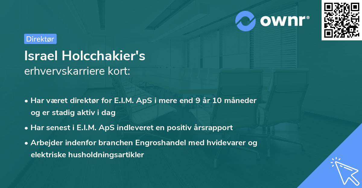 Israel Holcchakier's erhvervskarriere kort