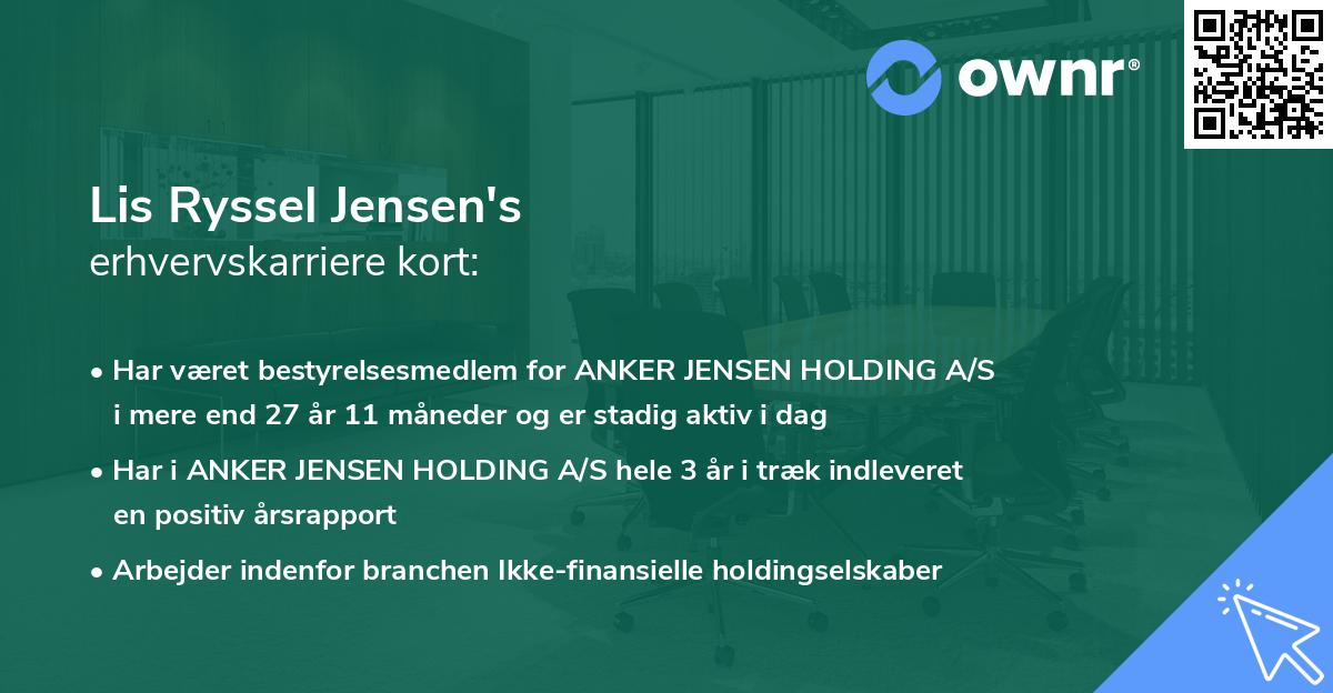 Lis Ryssel Jensen's erhvervskarriere kort