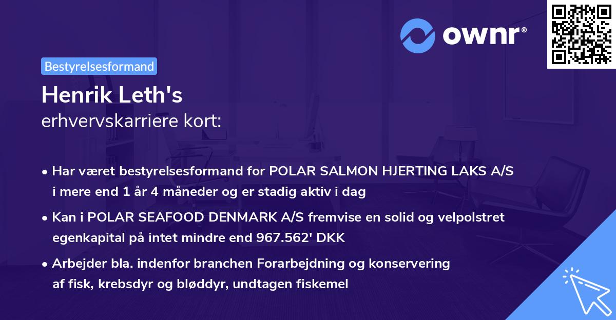 Henrik Leth's erhvervskarriere kort
