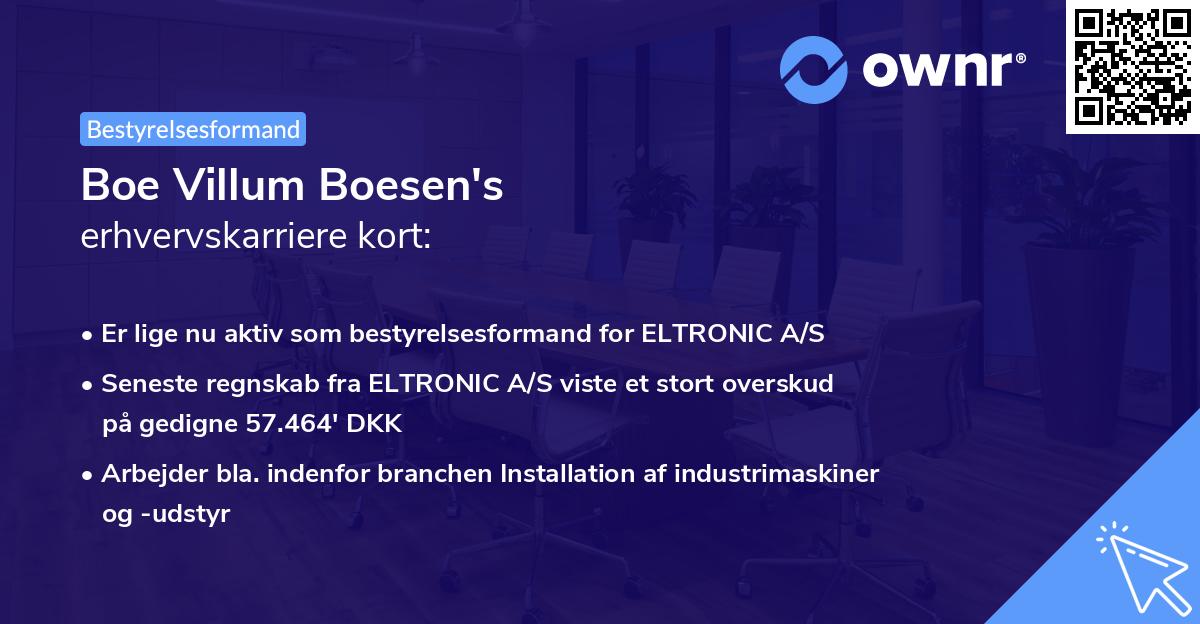 Boe Villum Boesen's erhvervskarriere kort