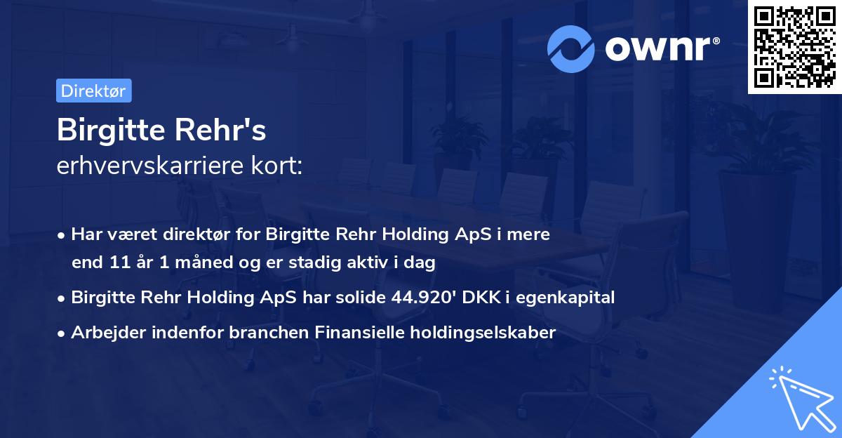Birgitte Rehr's erhvervskarriere kort