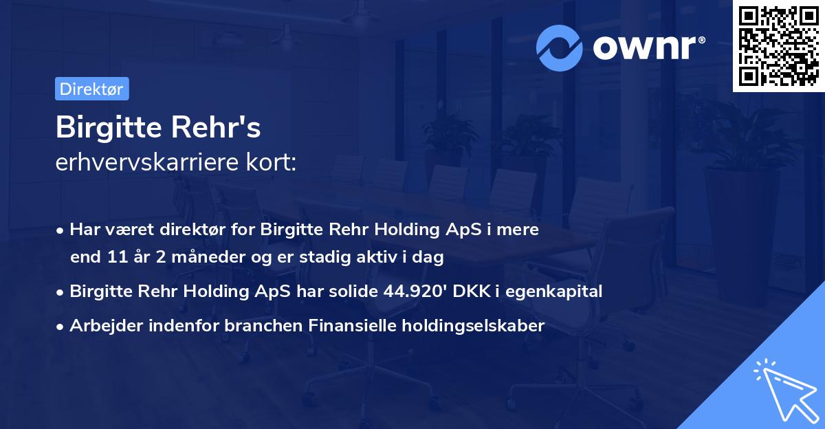 Birgitte Rehr's erhvervskarriere kort