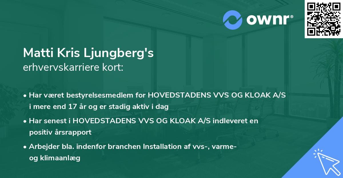 Matti Kris Ljungberg's erhvervskarriere kort