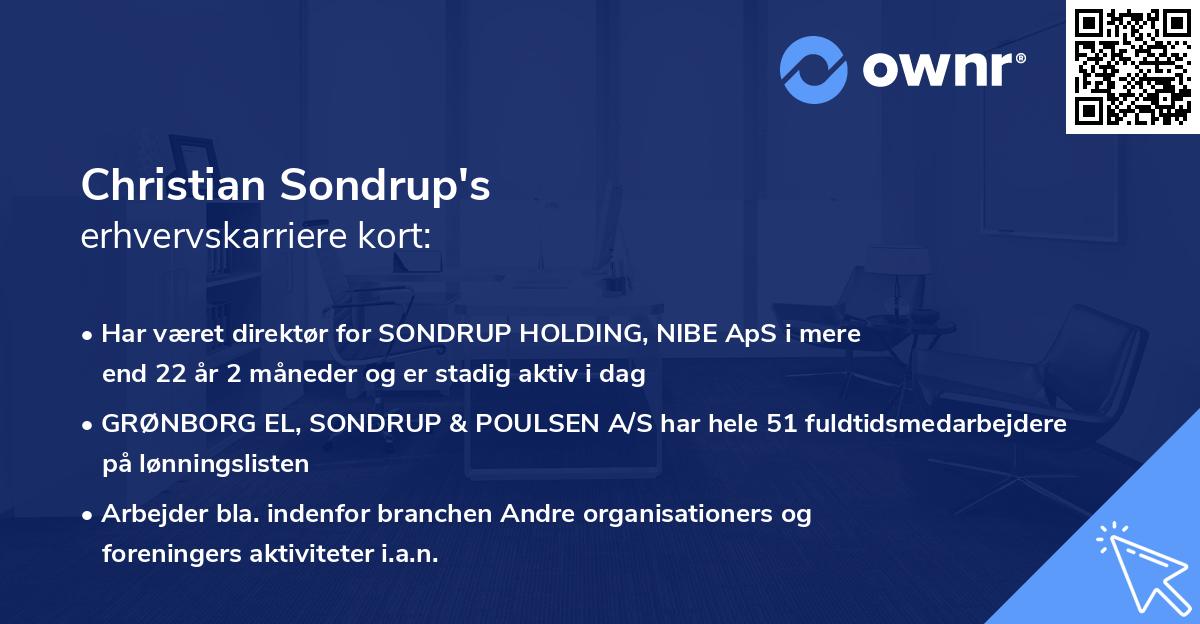 Christian Sondrup's erhvervskarriere kort