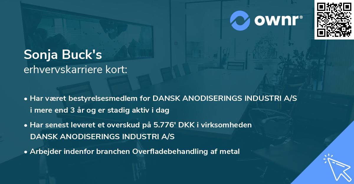 Sonja Buck's erhvervskarriere kort