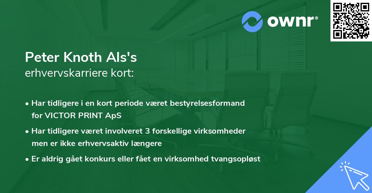 Peter Knoth Als's erhvervskarriere kort