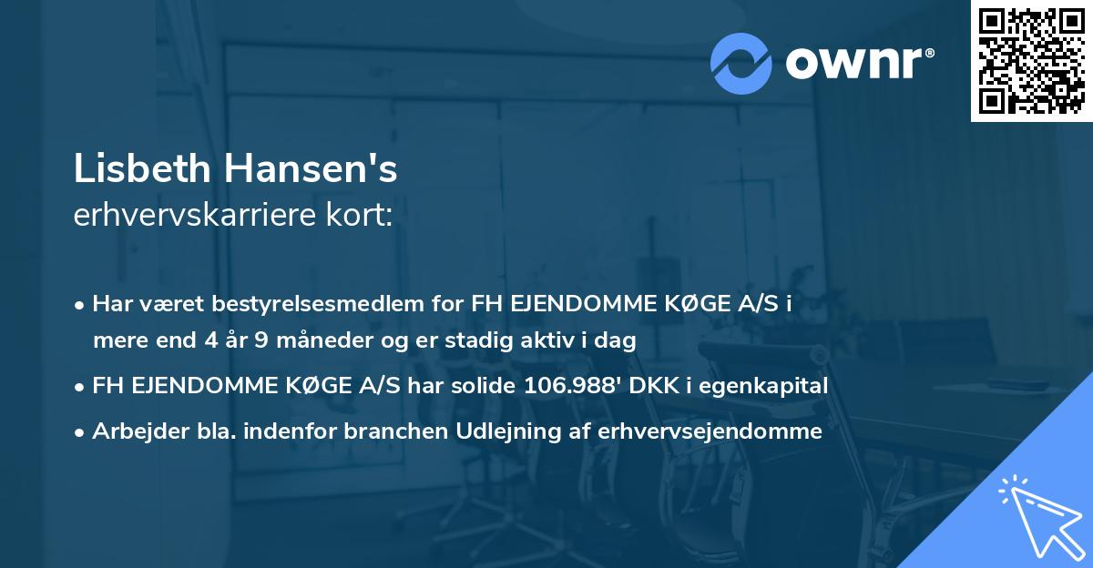 Lisbeth Hansen's erhvervskarriere kort