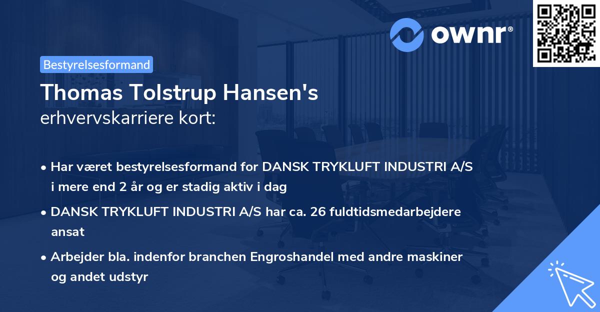 Thomas Tolstrup Hansen's erhvervskarriere kort