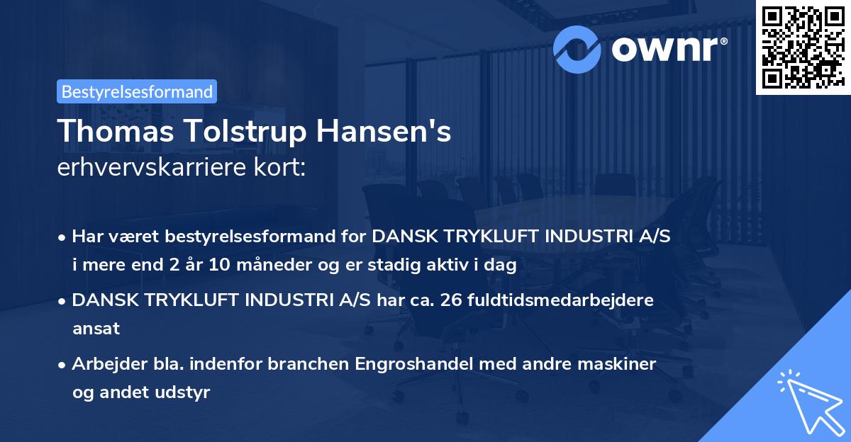 Thomas Tolstrup Hansen's erhvervskarriere kort