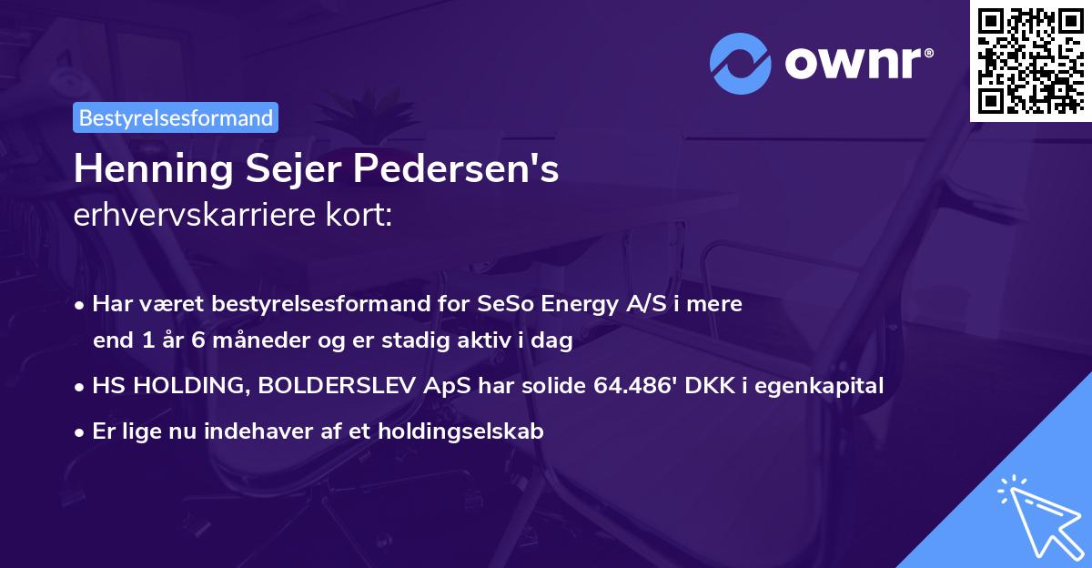 Henning Sejer Pedersen's erhvervskarriere kort