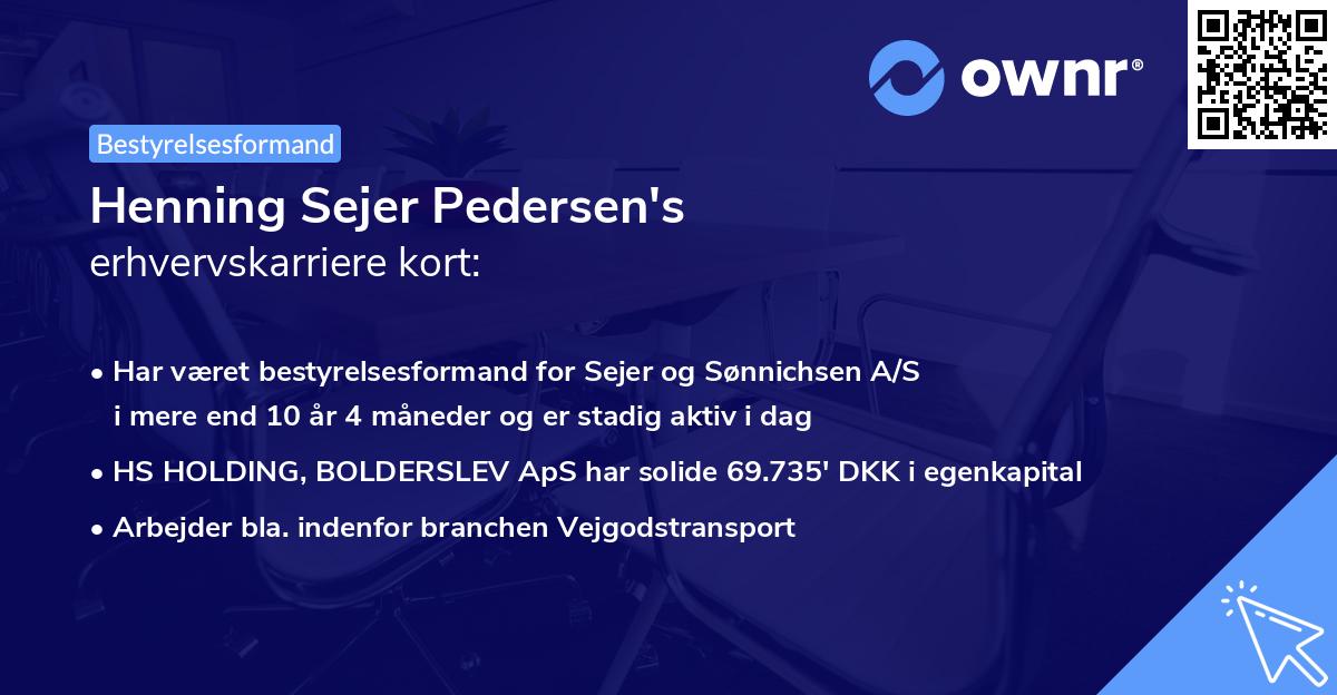 Henning Sejer Pedersen's erhvervskarriere kort
