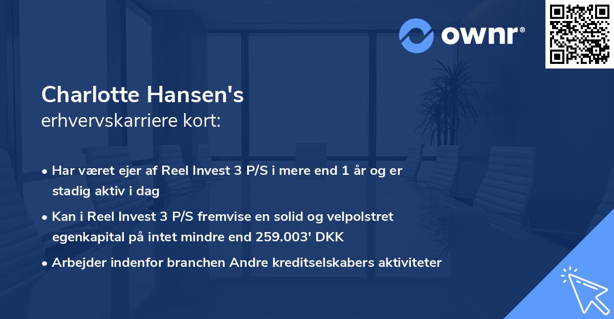 Charlotte Hansen's erhvervskarriere kort