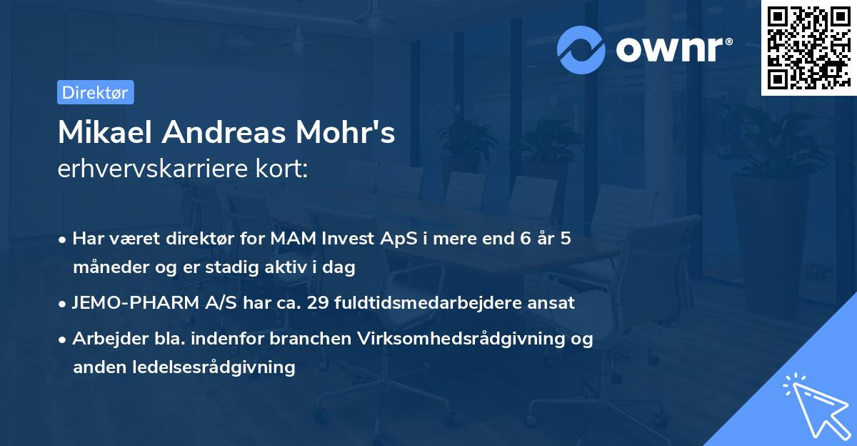 Mikael Andreas Mohr's erhvervskarriere kort