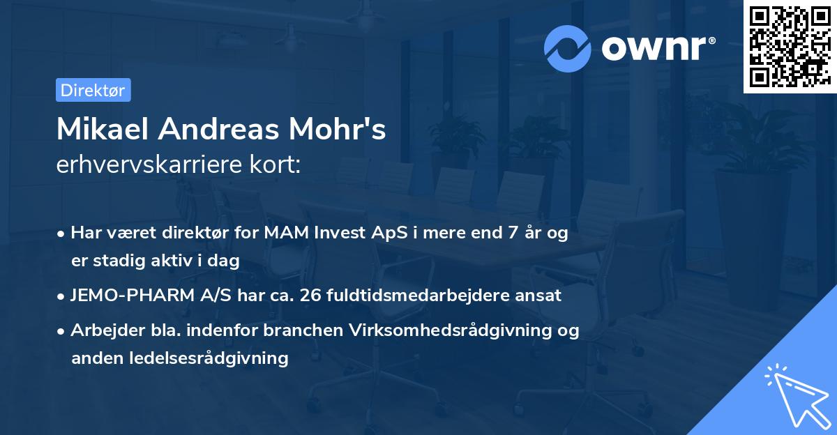 Mikael Andreas Mohr's erhvervskarriere kort