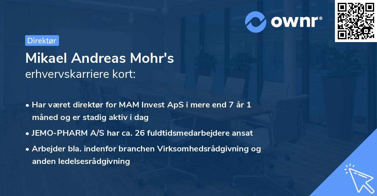 Mikael Andreas Mohr's erhvervskarriere kort