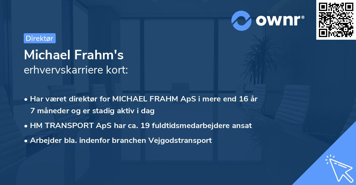 Michael Frahm's erhvervskarriere kort