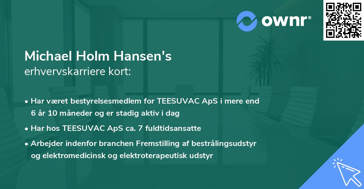 Michael Holm Hansen's erhvervskarriere kort