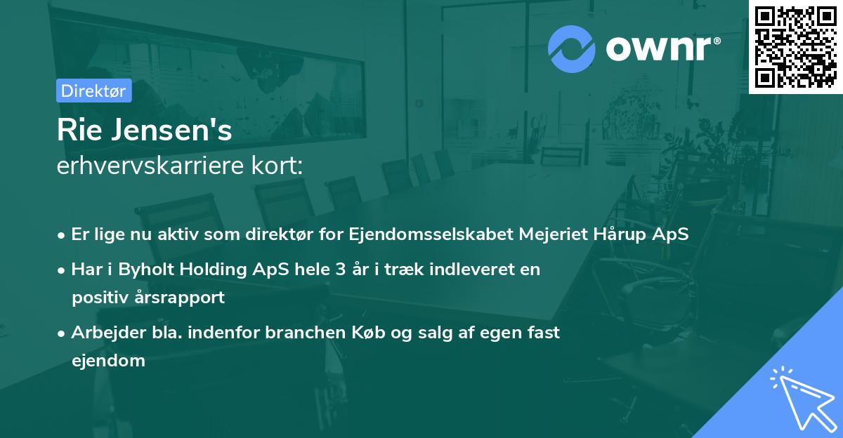 Rie Jensen's erhvervskarriere kort