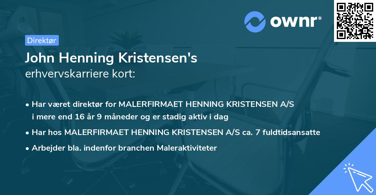 John Henning Kristensen's erhvervskarriere kort